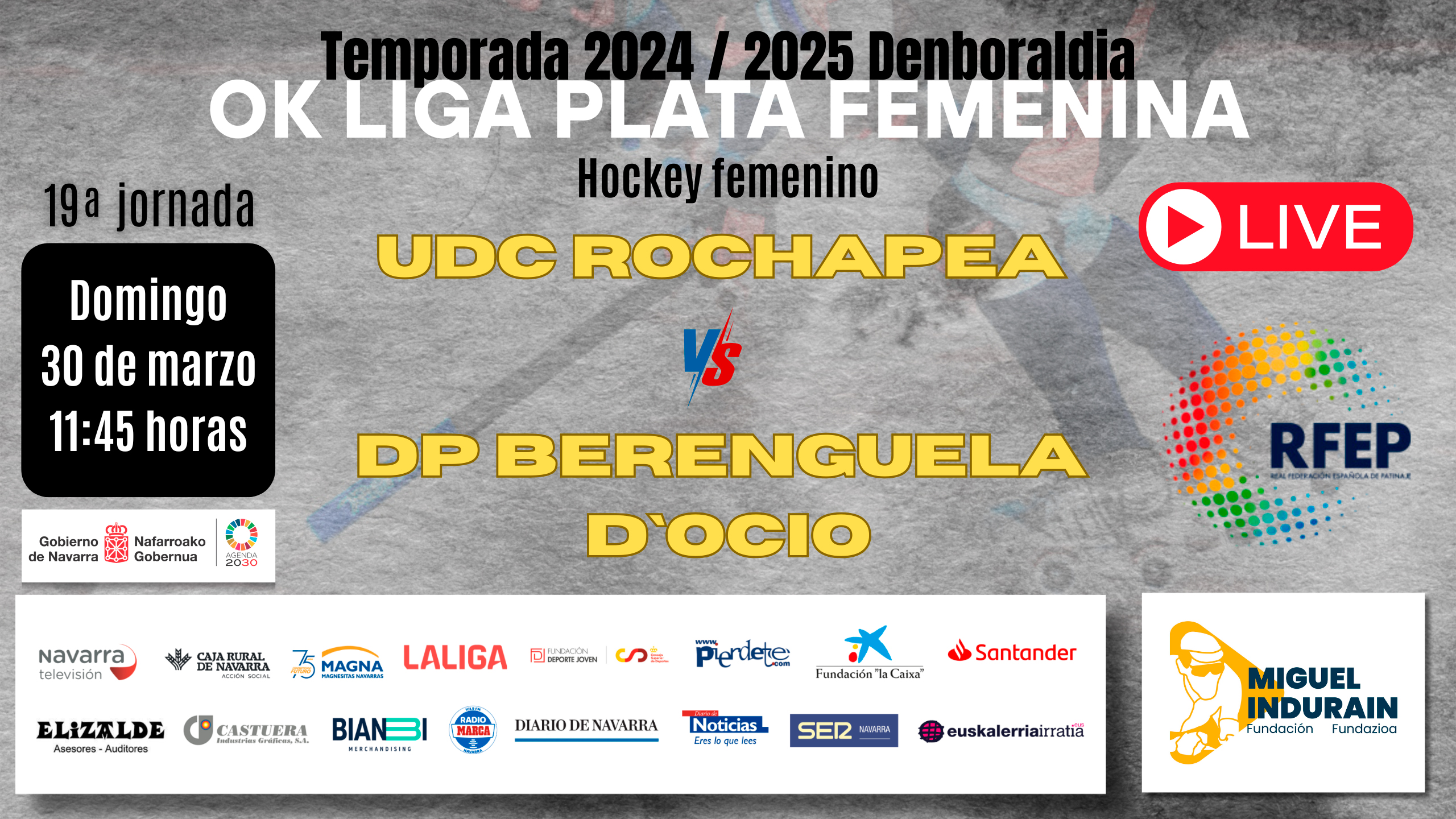 En directo partido UDC Rochapea vs DP Berenguela D`Ocio (30/03/2025)